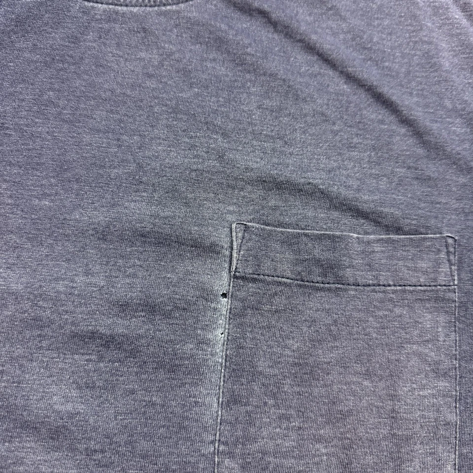 Camiseta Vintage Desteñida al Sol Degradada Azul Marino Bolsillo Cuadrada Y2K Años 90 XXL Envejecida Foto 3 de 4