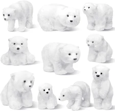 10 Pcs Christmas Polar Bear Ornament Large White Polar Bear Wearing Scarf Orname