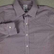 Brooks Brothers Shirt Mens 16 Purple Check Dress Button Up Long Sleeve