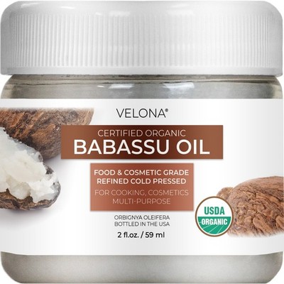 Velona Babassu Oil USDA Certified Organic 2 Fl Oz Food, Cosmetic Grade