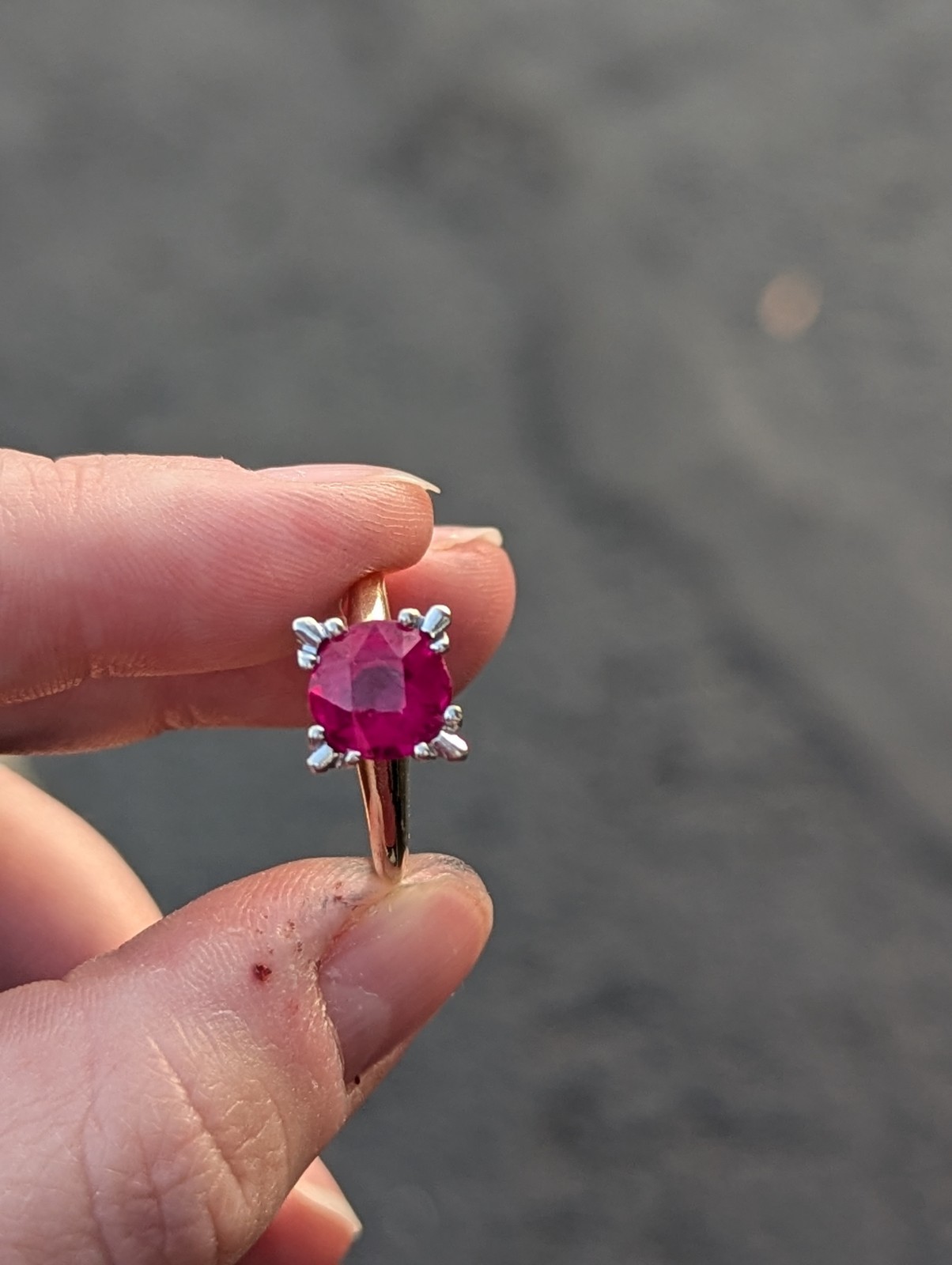 Vintage Single Cut Solitaire Ruby Ring 14k Gold - image 9