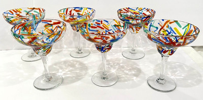 Set of 6 Pier 1 Confetti Margarita Glasses