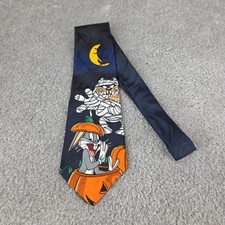 Looney Tunes Mania 1996 Bugs Bunny Taz Holloween Pumpkin Mummy Men's Necktie Tie