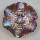 MILLERSBURG BLACKBERRY WREATH AMETHYST CARNIVAL GLASS BOWL PURPLE