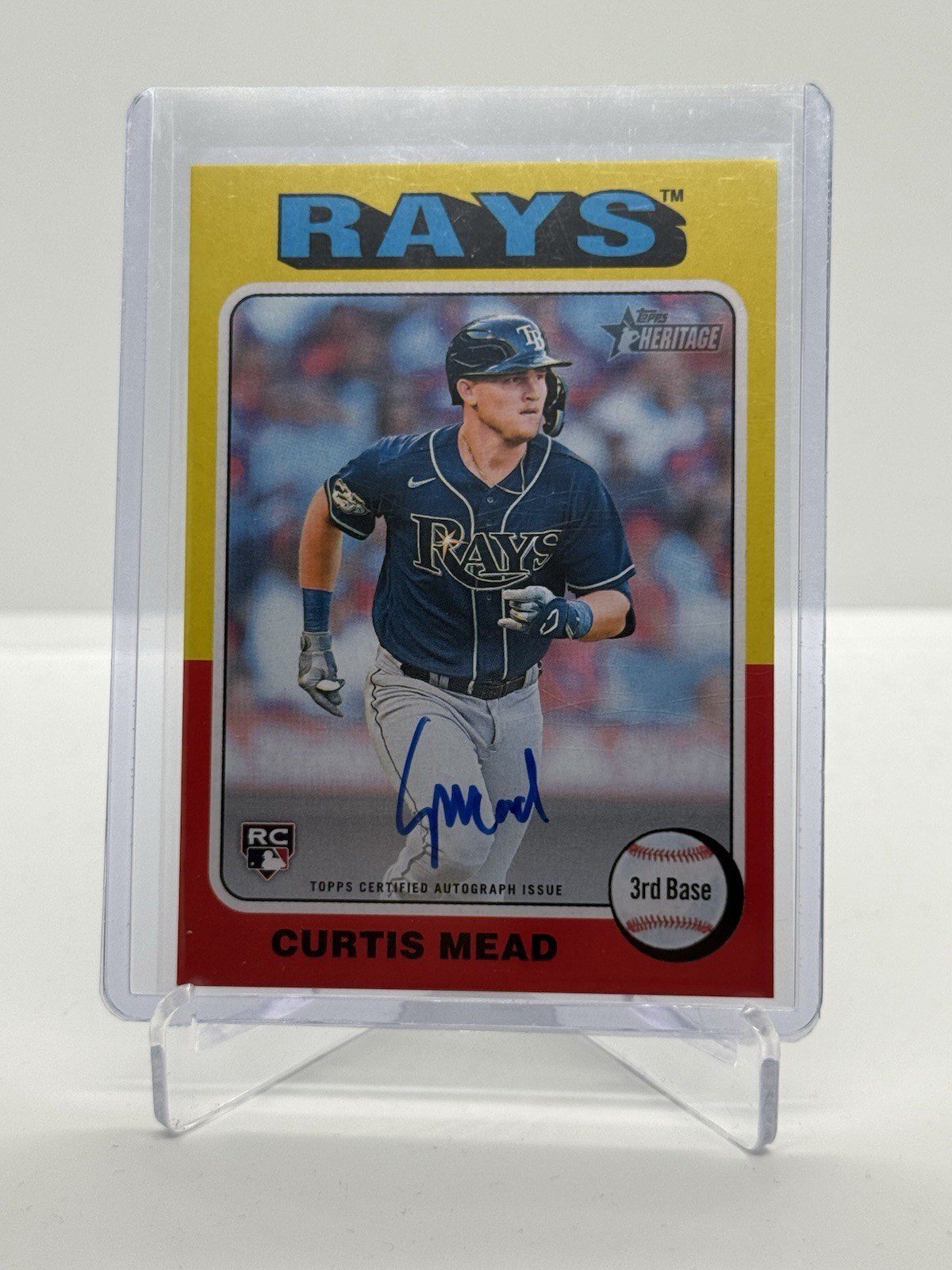 2024 Topps Heritage Real One Auto Curtis Mead RC #ROA-CME Tamp Bay Rays