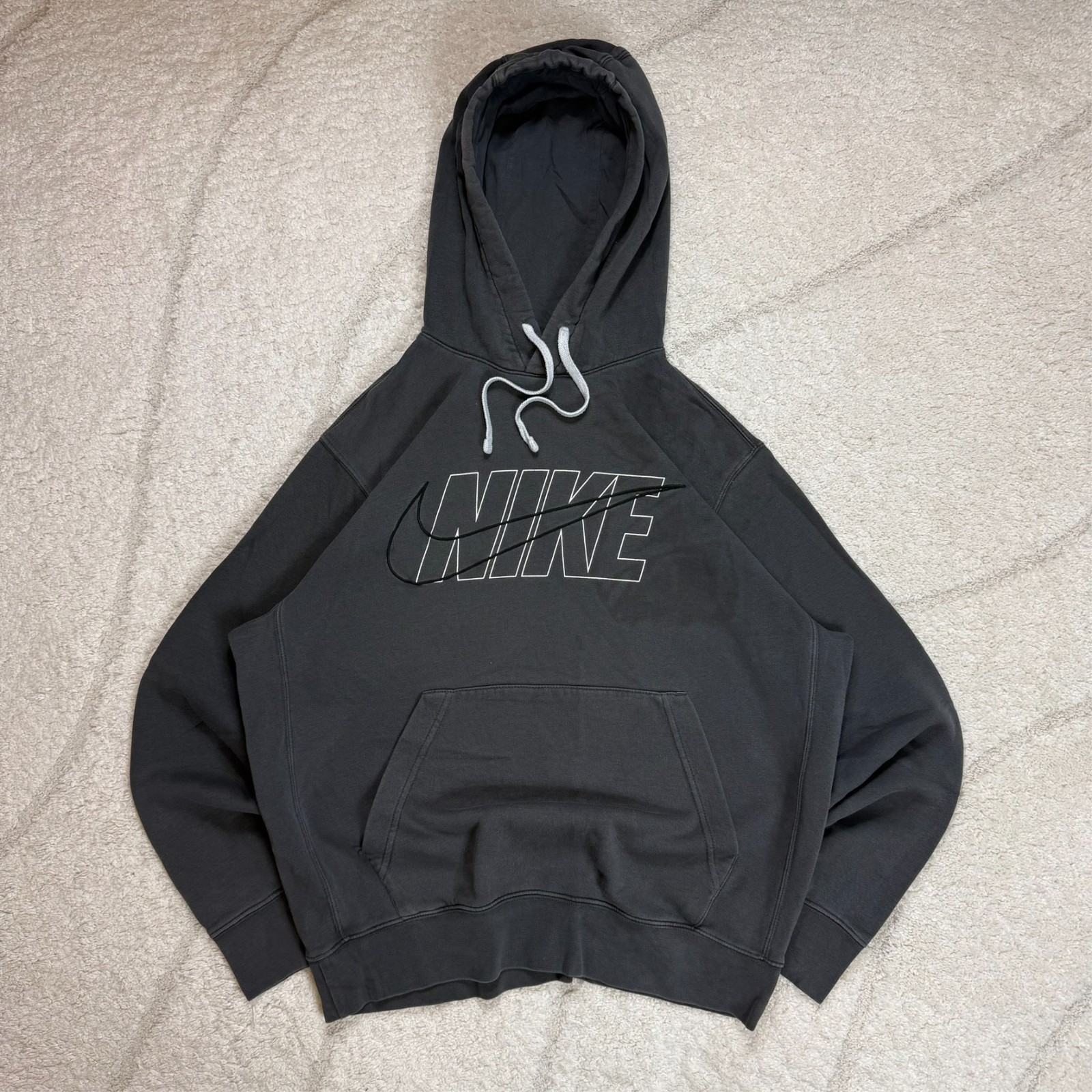 VTG Nike Club Grey Medium Hoodie & Small Sweatpants Joggers Set Full Tracksuit image 2