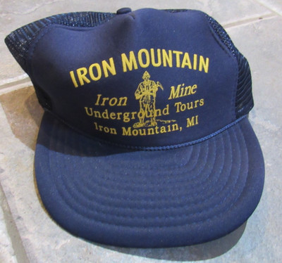 Vintage Iron Mountain  Iron Mine Underground Tours  Blue Snapback Hat Cap MI