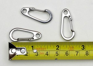 Stainless Steel Snap Hooks, Spring Clips, Carabiners, 3 pieces, 1.6" long