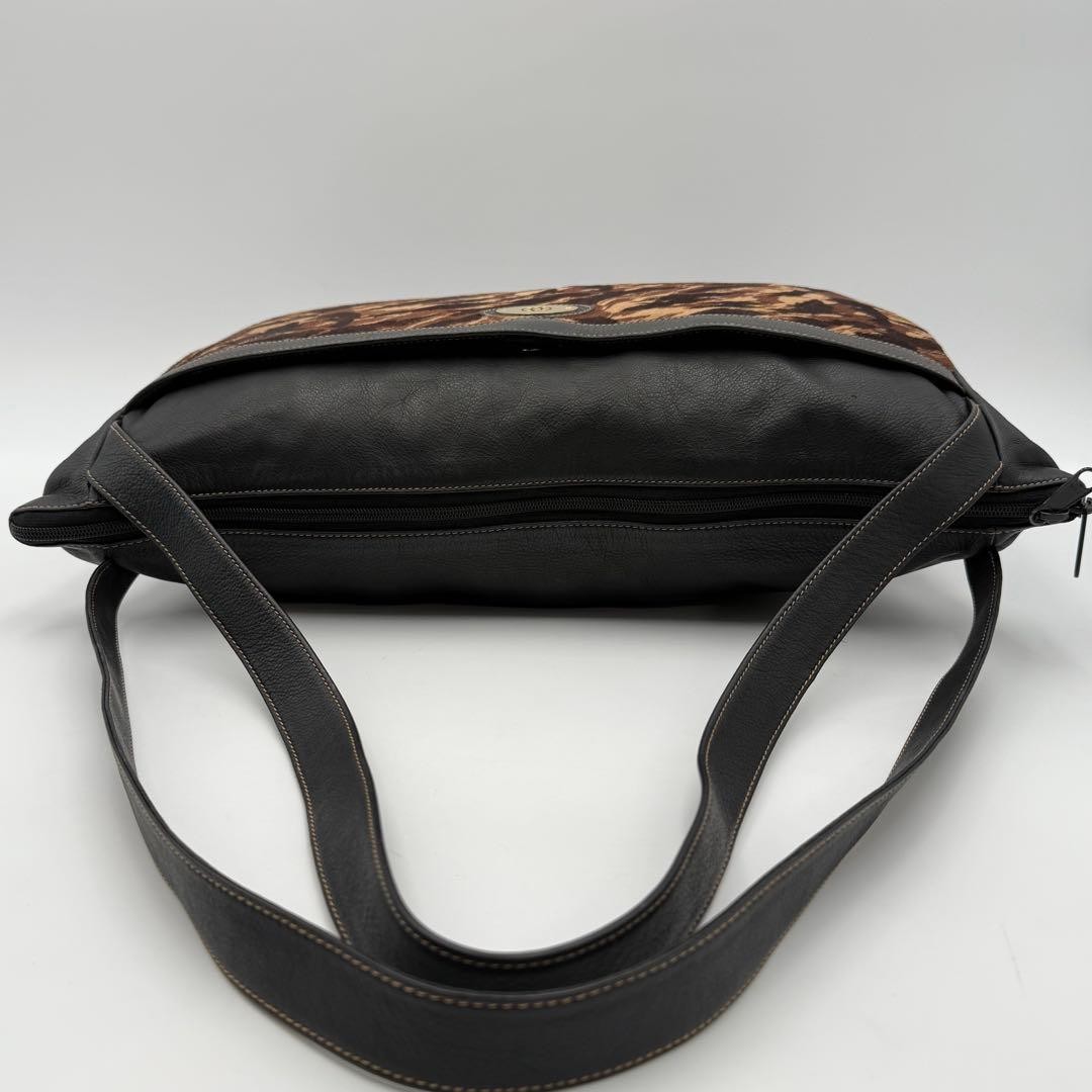 GUCCI Vintage GG Interlocking Leather Tote Bag Leopard Brown Excellent thumbnail 12