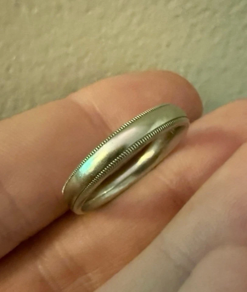 Benchmark Wedding Band 10K White Gold 4mm Double Milgrain Comfort Fit Sz10 4.3g - Image 2 of 4