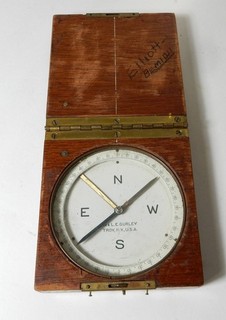 OLD W & LE GURLEY NY USA WOOD CASE COMPASS