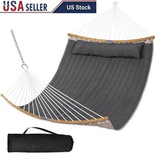Two Person Quilted Hammock Portable Outdoor Heavy Duty W/ Ropes Camping New
