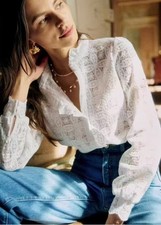 Sezane NWOT Chlo Shirt Ecru guipure lac