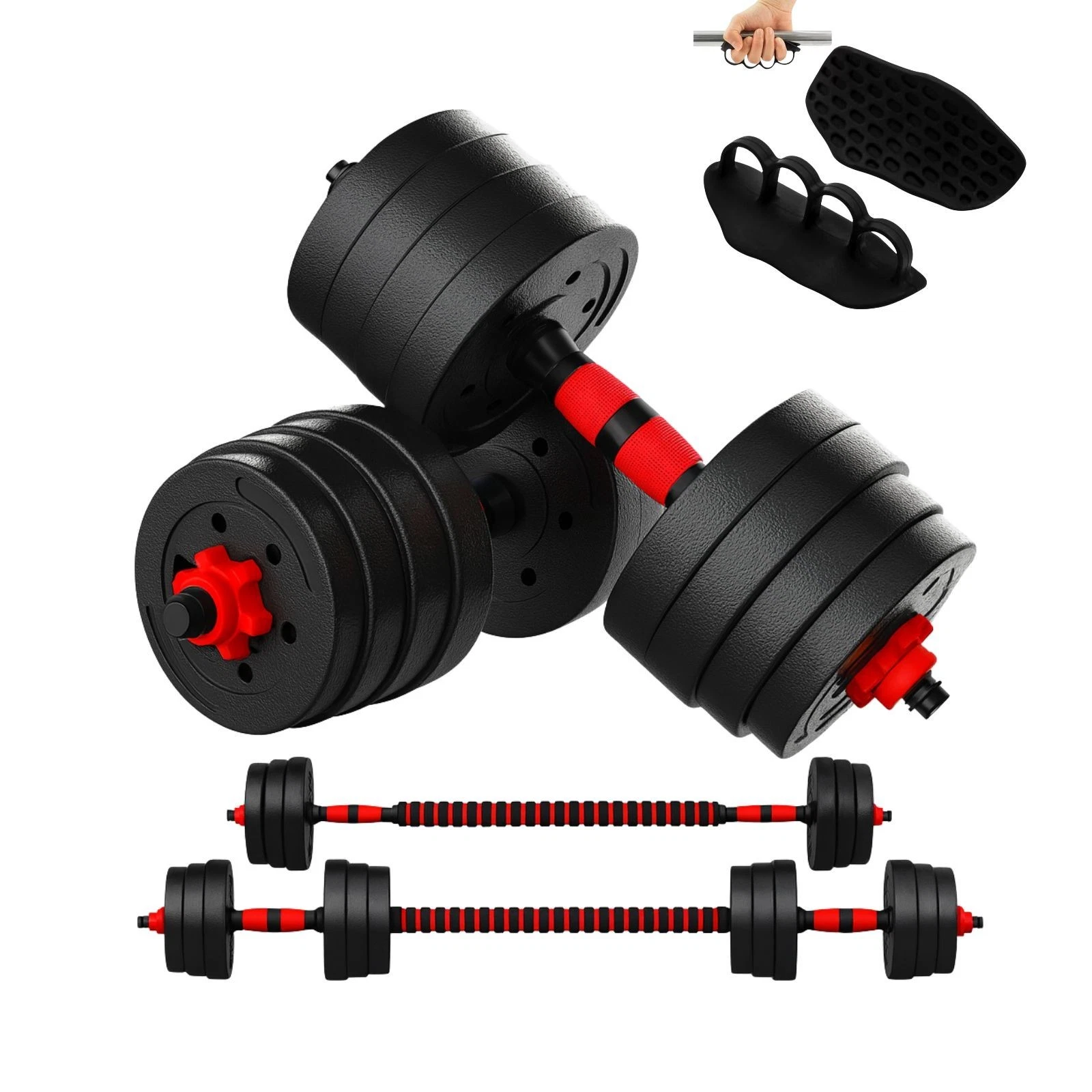 10kg Adjustable Weight Set Dumbbell Barbell Gym Fitness Hand Weight FREE Gripper