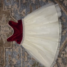 American Princess Girls Dress, Red White Pearls  Chiffon Size 12m Style A17858