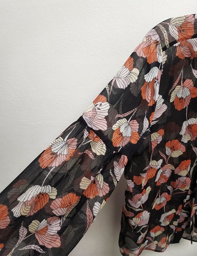 Who What Wear Mangas Largas Botones Transparente Floral Bufanda Cuello Mujer Pequeña - Imagen 6 de 8