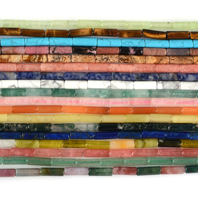 13mm Multi-color gemstone tube cylinder loose beads jewelry making DIY bead 16''