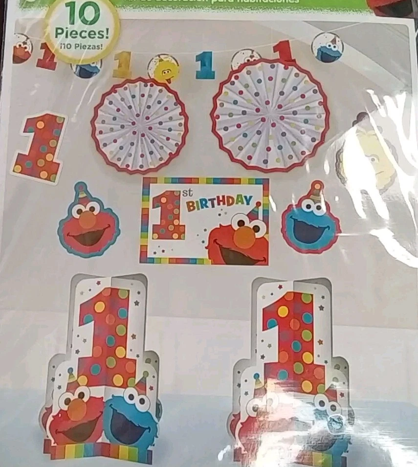 Juego de 10 piezas para decoración de habitación de feliz cumpleaños Plaza Sésamo 1er Foto 4 de 4