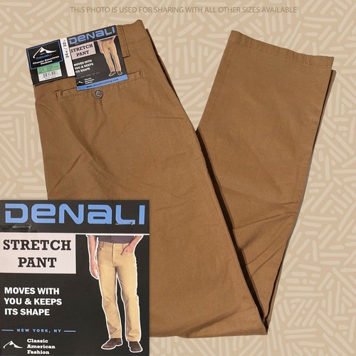 Denali Men's Classic Stretch Pants Elastic Waist Straight Desert Camel