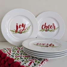 CRATE & BARREL Designer Porcelain Holiday Appetizer/ Dessert Plate Set of 6 MINT