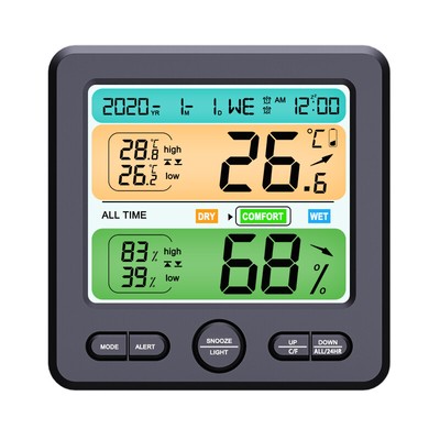 High Precision Digital Thermometer Household Hygrometer Large-Screen Alarm Clock