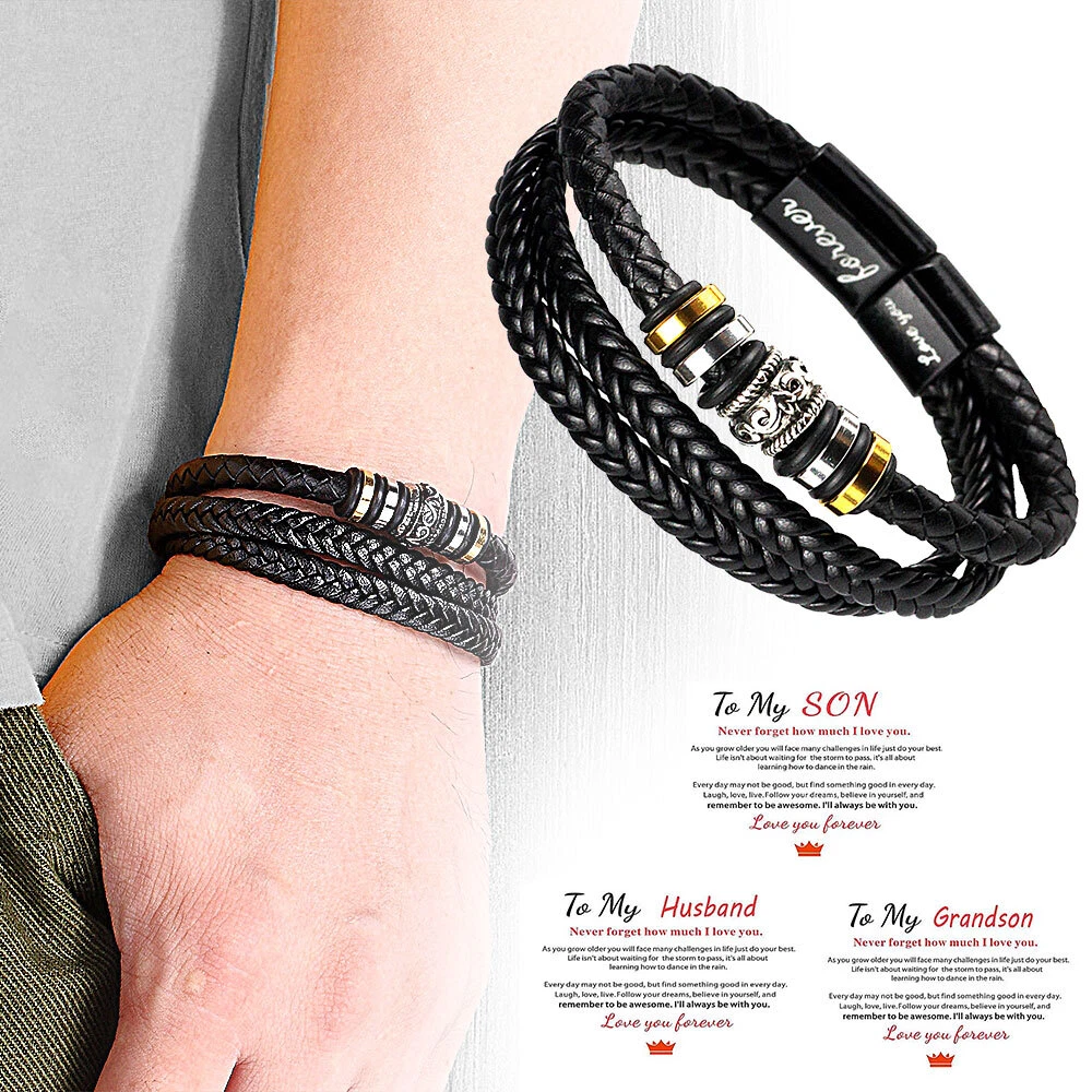 Leather bracelet cheap for son