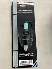 Coldest Water - Standard Mouth Flip Top 2.0 Insulated Lid -2 Straws,Cleaner, BLK