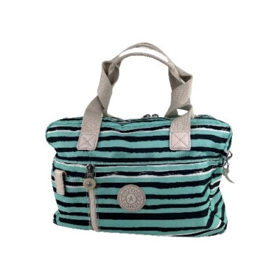 Kipling Alexios Printed Dustin Medium Satchel Bag Light Blue Spectacle Stripe