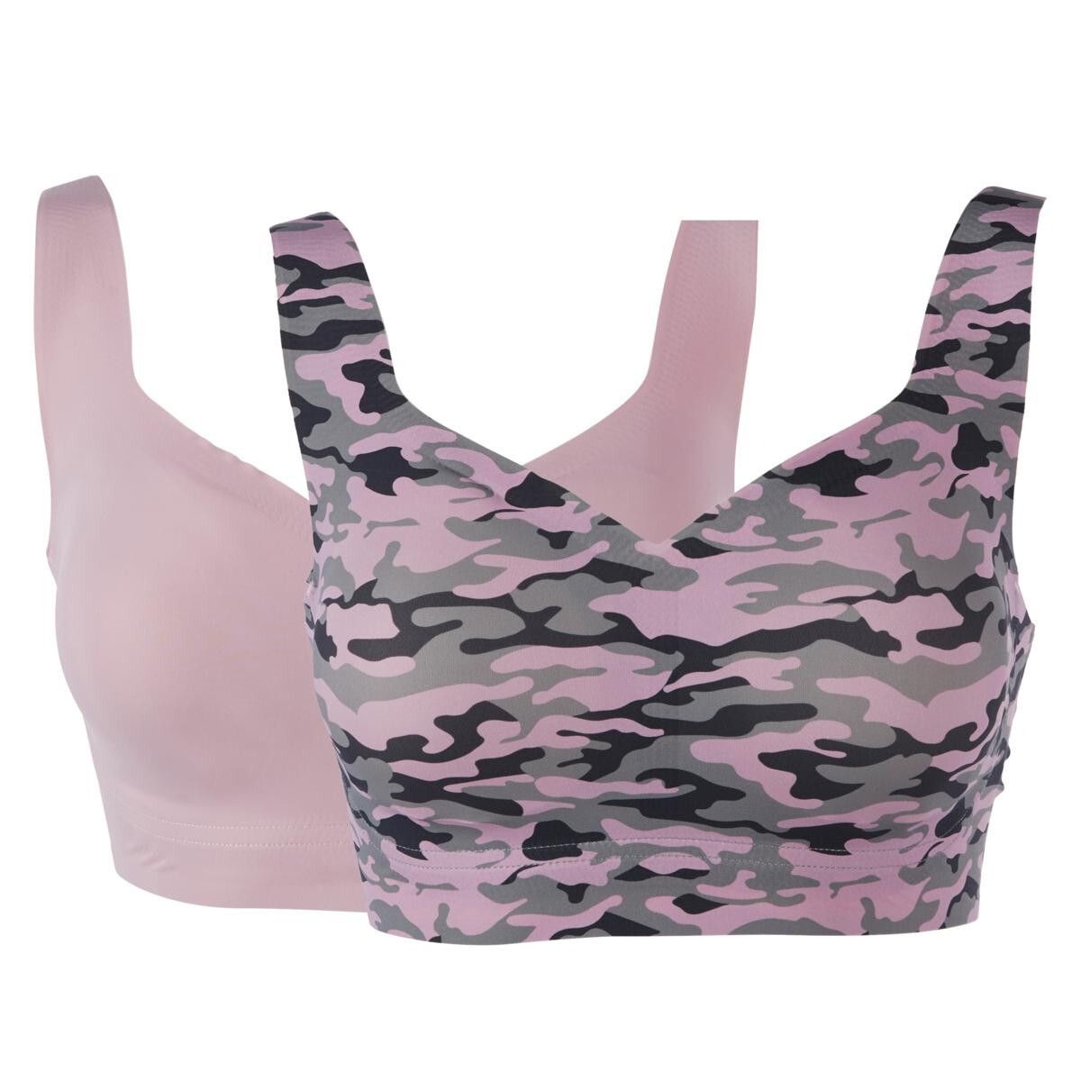 Rhonda Shear 2-pack Infinity Edge Body Bra Dusty Pink/Pink Camo