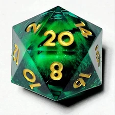 Green Dragon Eye Liquid Core 35mm Jumbo d20 | Dungeons & Dragons DND Dice