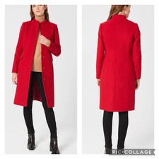 Hobbs London Rhiannon Wool Blend Coat Red Size 8