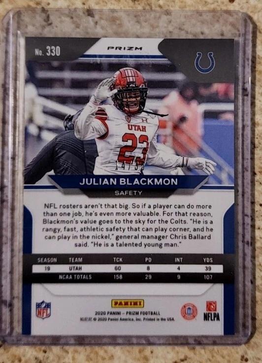 /35 Case Hit 2020 Prizm Rookie Purple No Huddle Disco Julian Blackmon RC Rookie  - Image 4 of 4