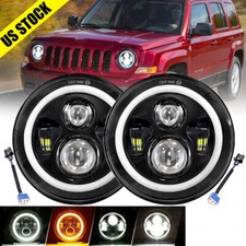 Pair 7inch LED Headlights Hi/Lo Beam Turn Light For 2008-2016 Jeep Patriot DOT