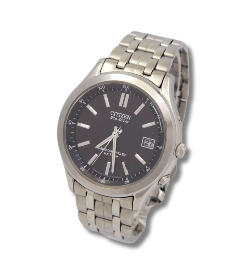 CITIZEN シチズン Eco-Drive H415-S033004 稼動品 Citizen Eco-Drive H415-S033004 Black Dial Silver Watch 40mm