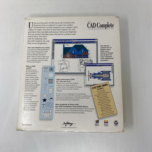Key CAD Complete CD-Rom Software by SoftKey for Windows 95/3.1 & MAC 1994 Sealed - Picture 16 of 16
