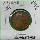 1916 S Lincoln Cent Very Good - Fine VG - F