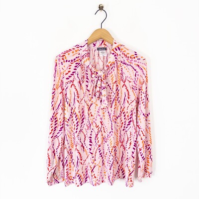 Kim & Co Brazil Jersey Bluse Gr. XL NEU rosa orange bedruckt langarm