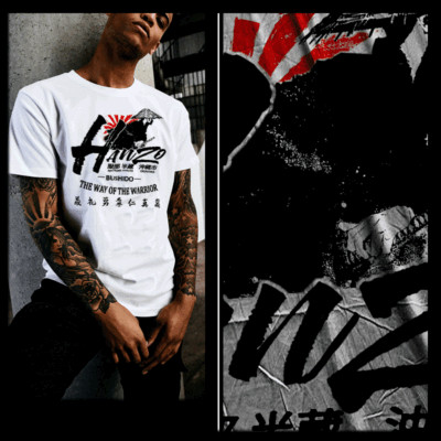 Samurai T-Shirt Bushido Code Japanese Warrior Sword Katana Kanji Ronin run tee