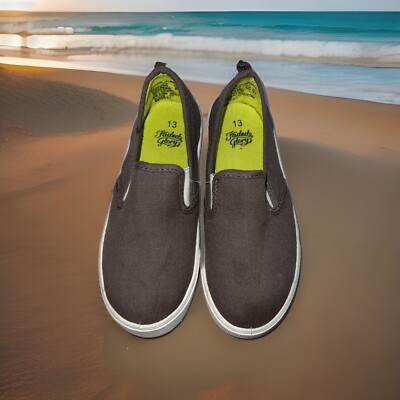 Faded Glory Youth Size 13 Olive Green Canvas Slip On Loafer Sneaker