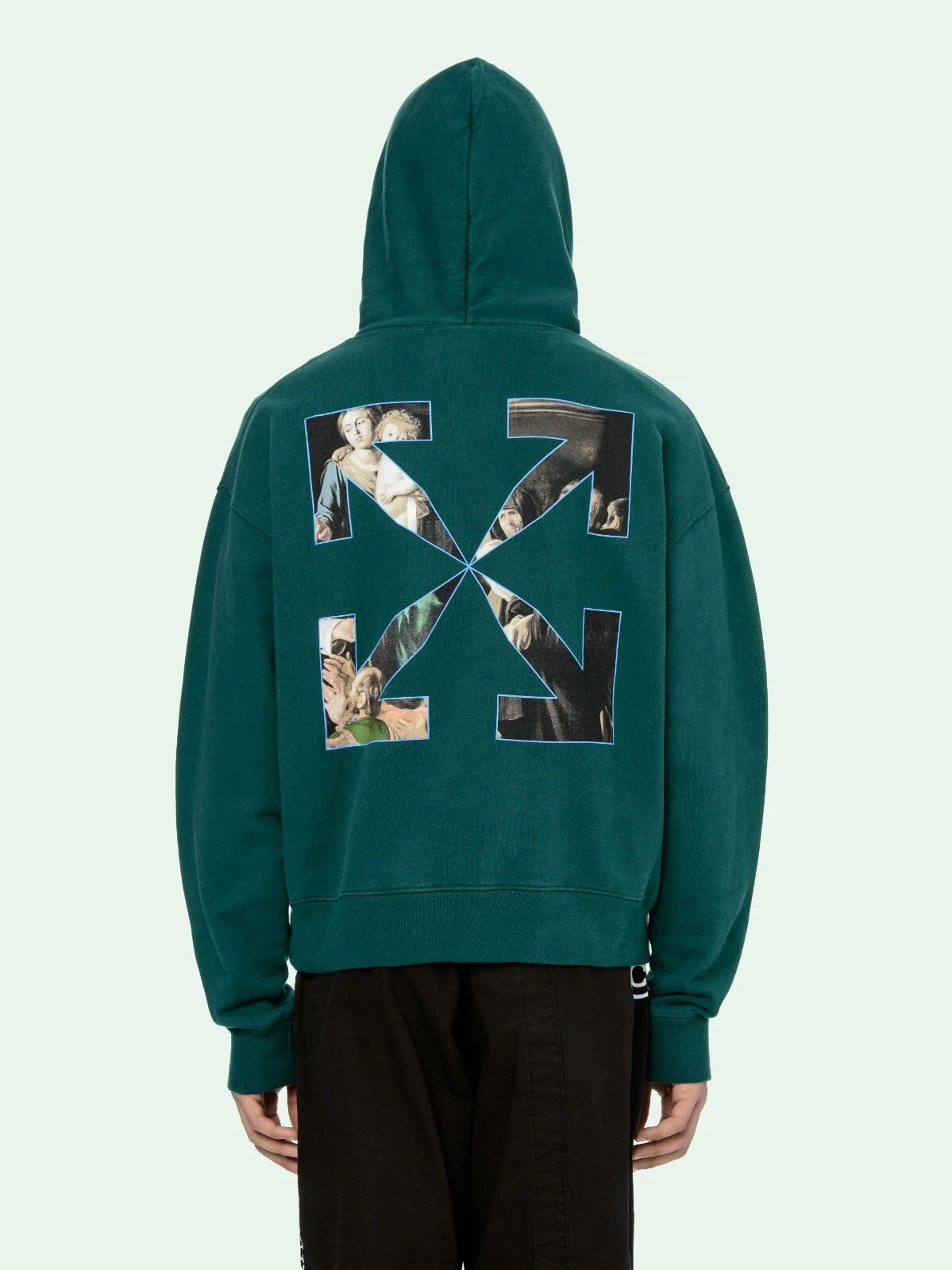 Felpa con cappuccio oversize Off White verde Caravaggio Frecce Taglia XXS FW20 PREZZO AL PUBBLICO $675