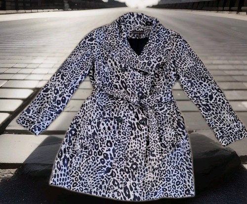Dana Buchman Trench/Rain Coat Long Sleeves Belted Cheetah Print Size XL