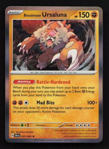 Bloodmoon Ursaluna 025/064 Rare Shrouded Fable Pokemon Holo NM