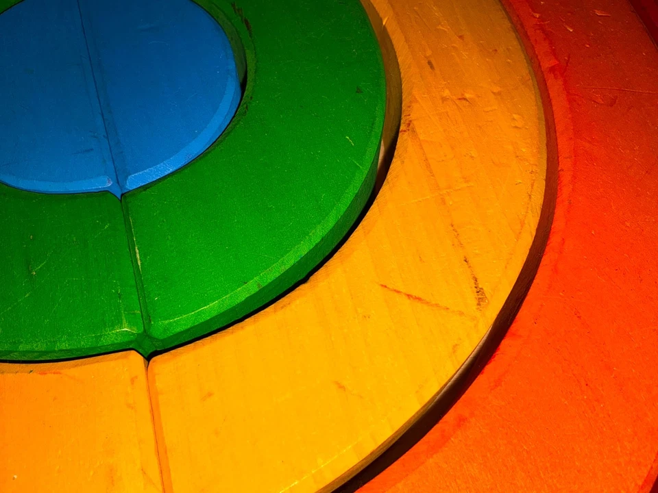 Grimm‘s Baukasten, Regenbogen, Waldorf, Montessouri, Holzbausteine, gebraucht - Bild 3 von 4