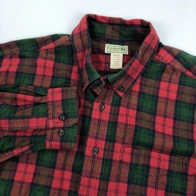 LL Bean Flannel Shirt Mens XL Tall Plaid Christmas Red Green Heritage