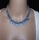 KRAMER, NY Sky Blue Crystals Fringe Necklace and Clip Earrings Set — photo 8