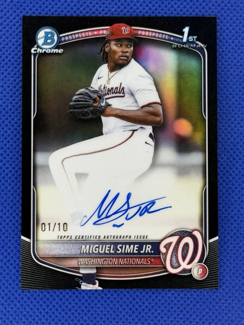 2025 Bowman Draft Chrome Miguel Sime Jr. 1st True Black Refractor AUTO 1/10 Nats