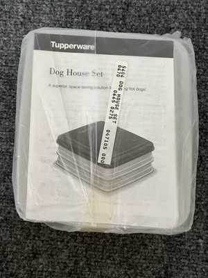 Tupperware HOT DOG HOUSE Stacking Storage Set Blue Lid NIP Kitchen Gadget Helper