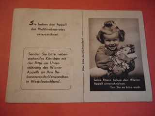 Propaganda DDR Propaganda Karte DDR Weltfriedensrat 1955 gegen Atomkrieg