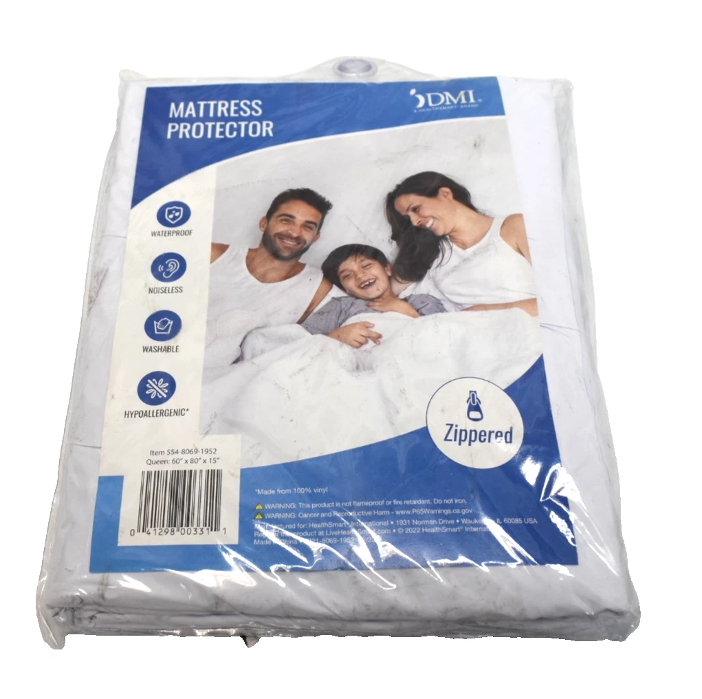 DMI Zippered Waterproof Mattress Protector Hypoallergenic Noiseless Washable