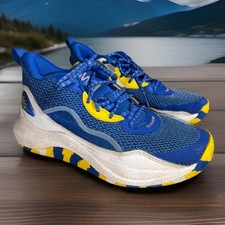 Under Armour Curry Basketball Shoes Youth Size 7 Blue Yellow Low Top